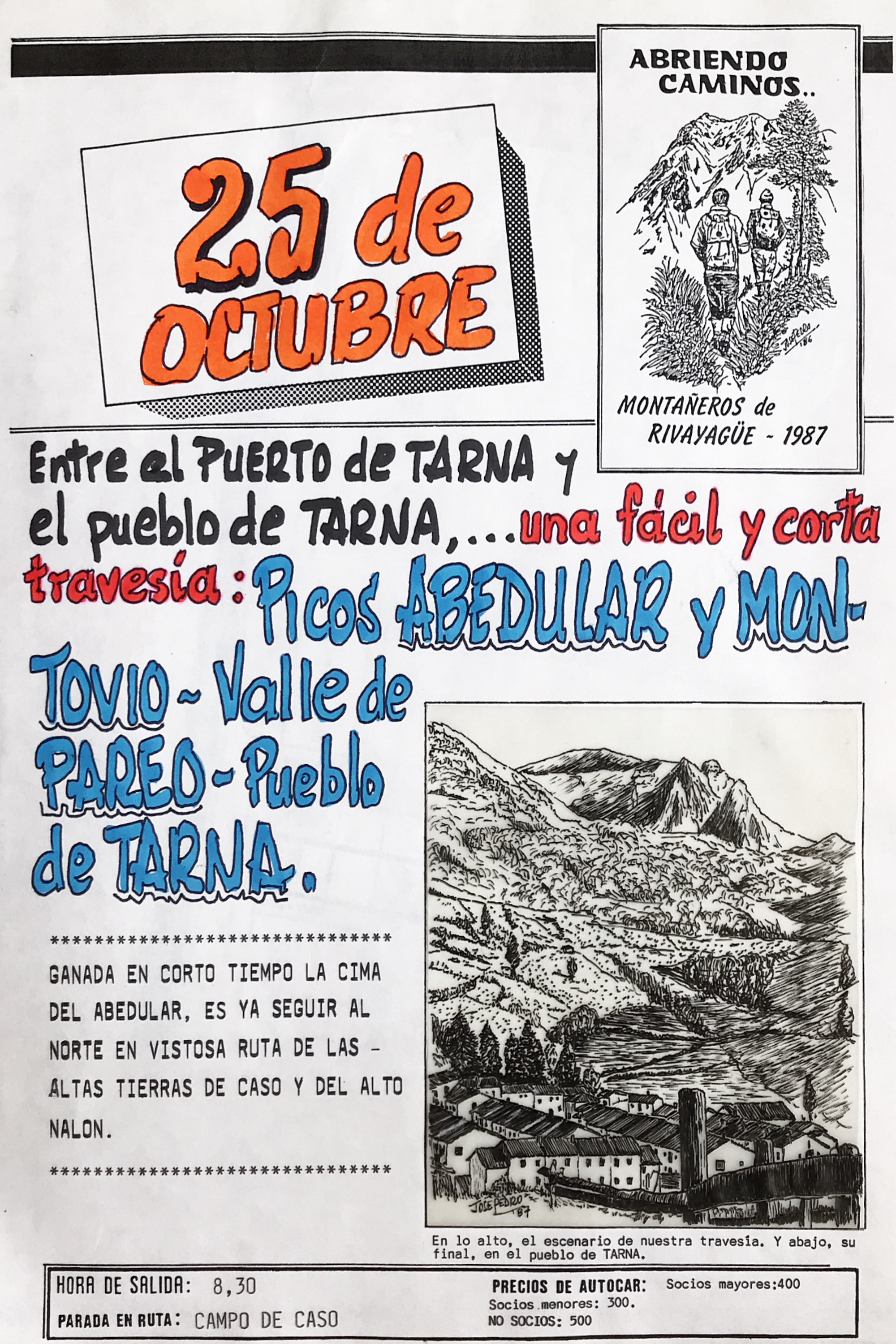25 octubre, 1987: Picos Abedular y Montovio - Valle de Pareo - Tarna